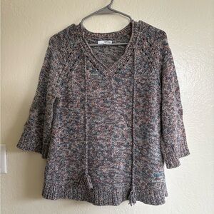 EUC Sonoma Women’s Multicolor 3/4 Sleeve Sweater with Tassels Size L